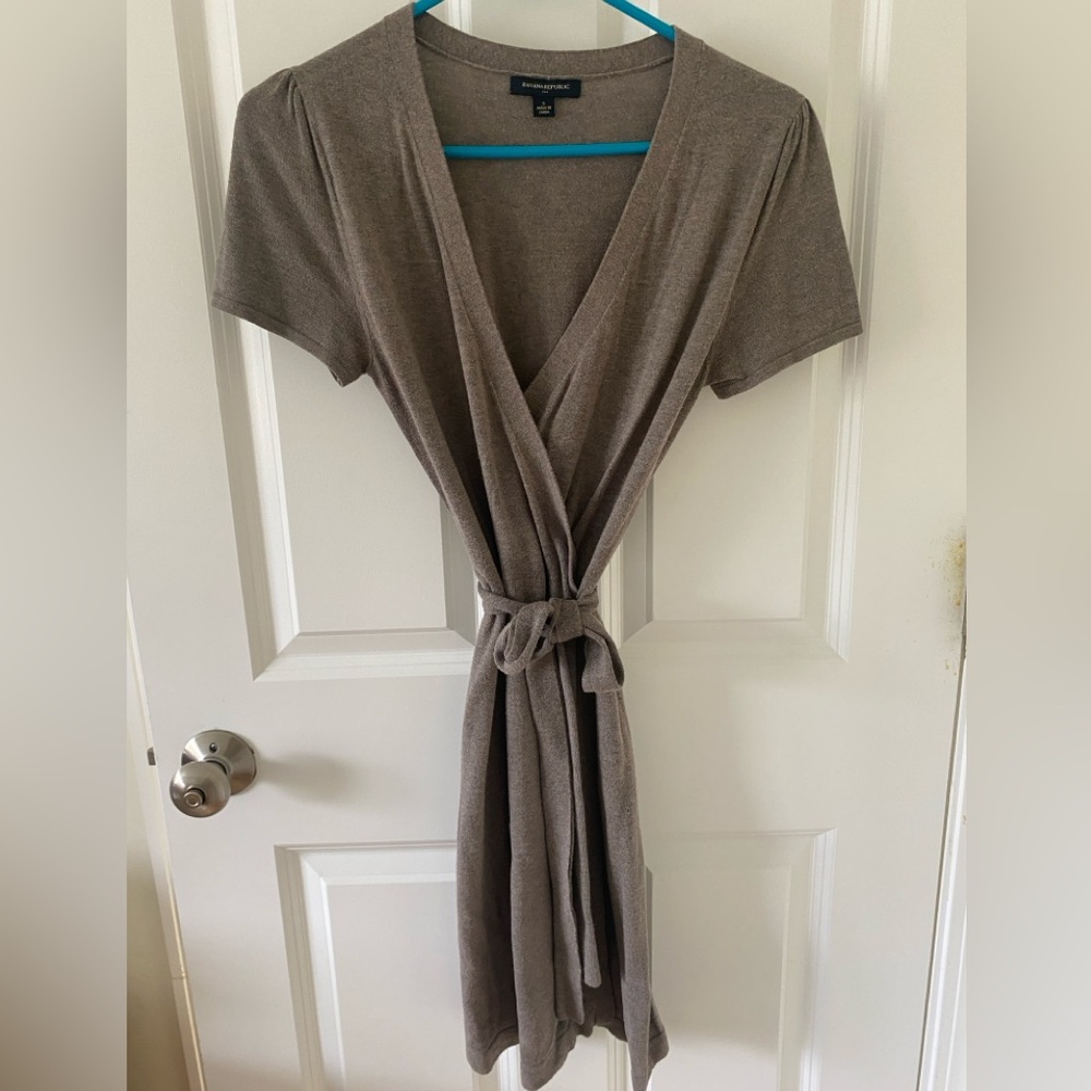 Banana Republic Taupe Midi Wrap Dress